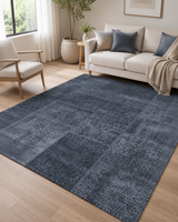 Antrasit Mavi Eskitme Desenli Modern Sisal Dokuma Salon Halısı