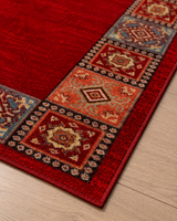 Kırmızı Madalyon Desenli Klasik Sisal Dokuma Salon Halısı