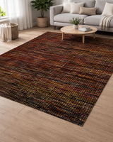 Siyah Turuncu Dokulu Modern Sisal Dokuma Salon Halısı