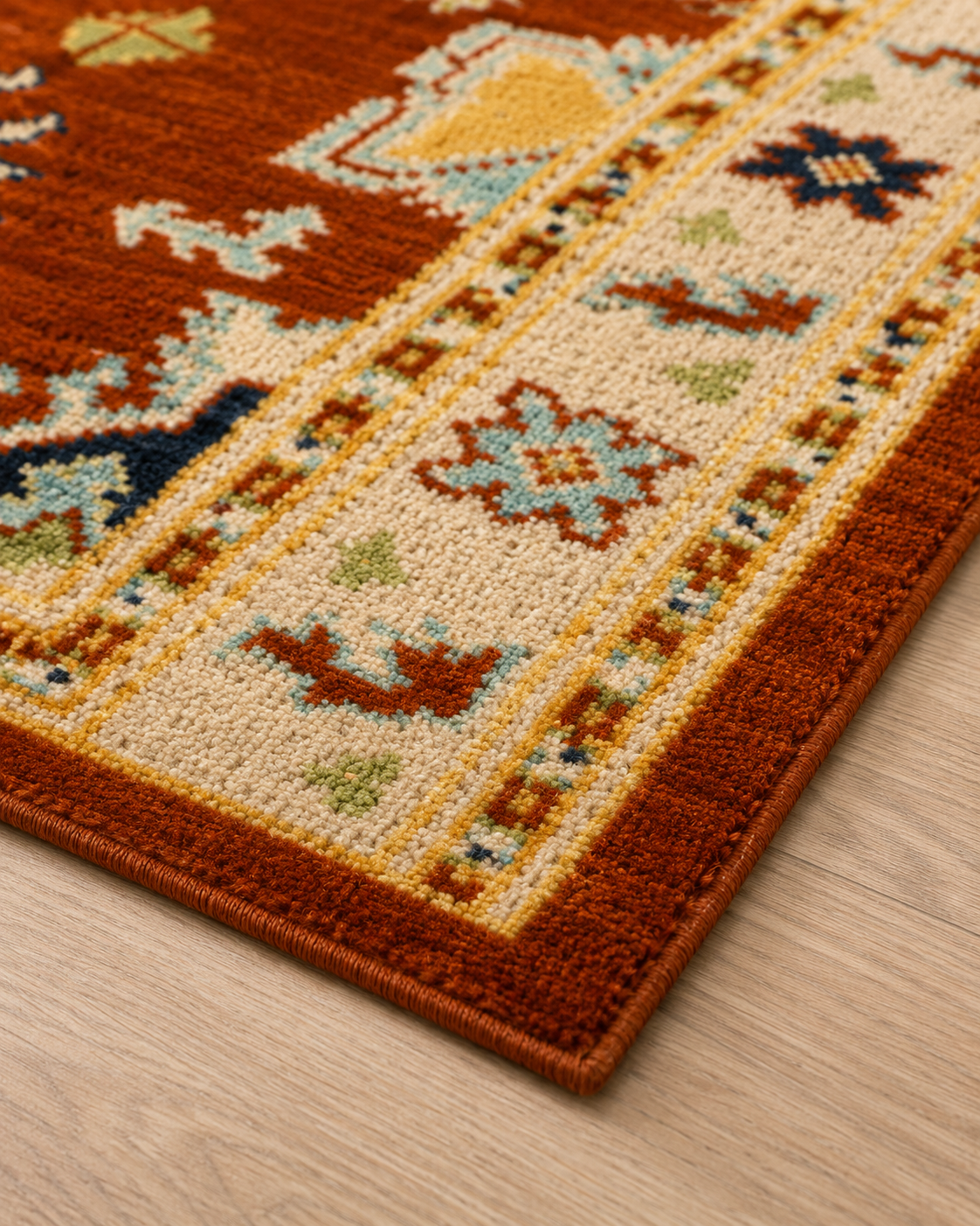 Kırmızı Otantik Desenli Vintage Sisal Dokuma Salon Halısı