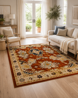 Kırmızı Otantik Desenli Vintage Sisal Dokuma Salon Halısı