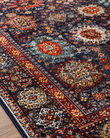 Lacivert Kırmızı Klasik Desenli Vintage Sisal Dokuma Salon Halısı