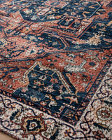 Lacivert Kiremit Madalyon Desenli Vintage Sisal Dokuma Salon Halısı