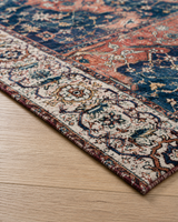 Lacivert Kiremit Madalyon Desenli Vintage Sisal Dokuma Salon Halısı