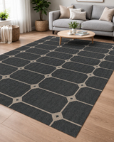 Antrasit Bej Petek Desenli Modern Sisal Dokuma Salon Halısı