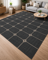 Antrasit Bej Petek Desenli Modern Sisal Dokuma Salon Halısı