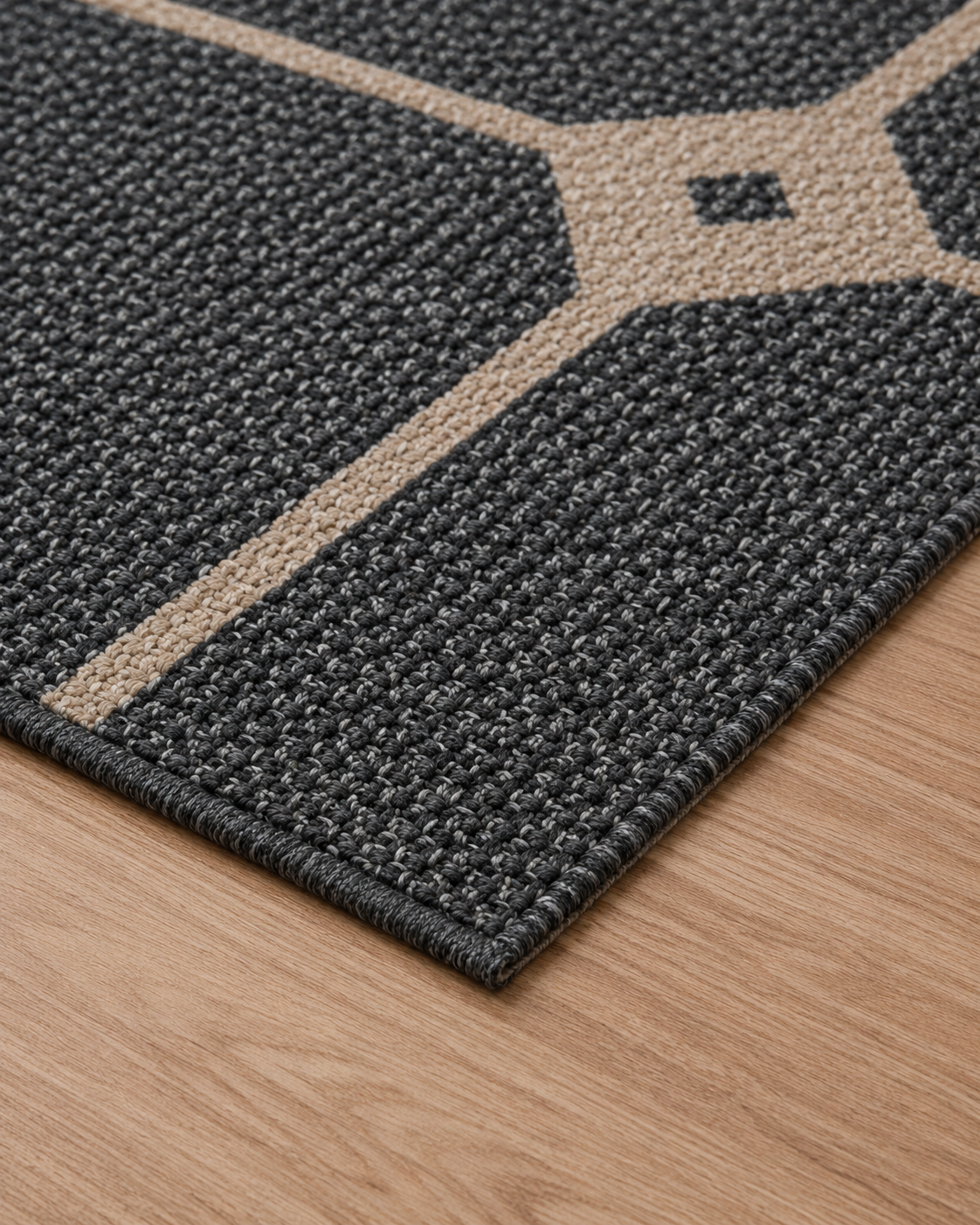 Antrasit Bej Petek Desenli Modern Sisal Dokuma Salon Halısı
