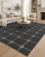 Antrasit Bej Petek Desenli Modern Sisal Dokuma Salon Halısı