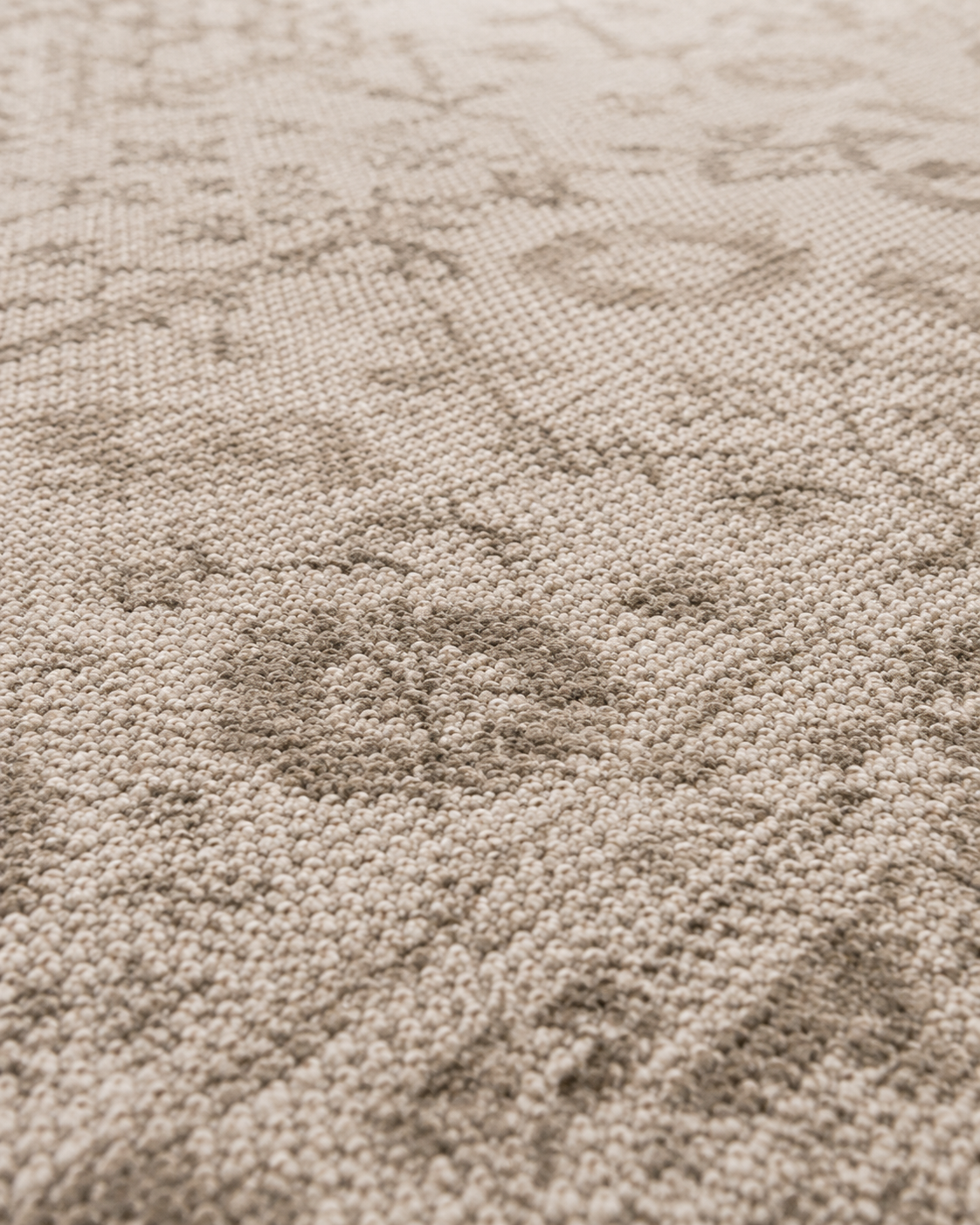 Bej Gri Vintage Çiçek Desenli Sisal Dokuma Salon Halısı