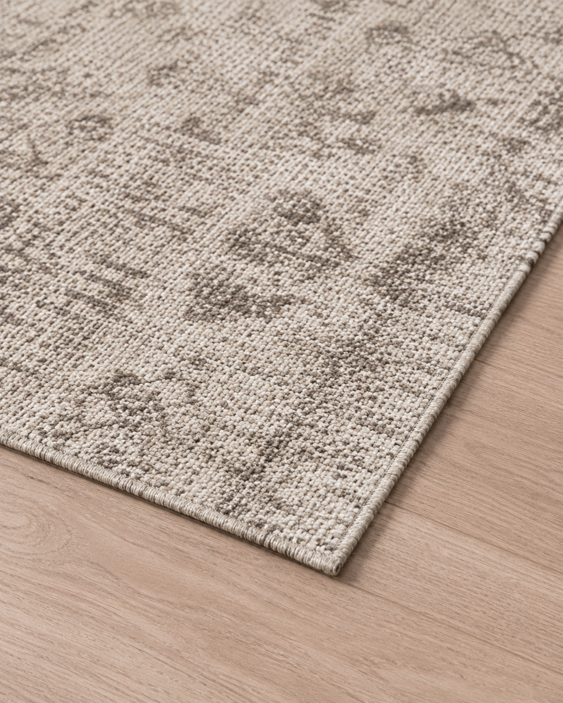 Bej Gri Vintage Çiçek Desenli Sisal Dokuma Salon Halısı