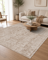 Bej Krem Vintage Desenli Minimal Sisal Dokuma Salon Halısı