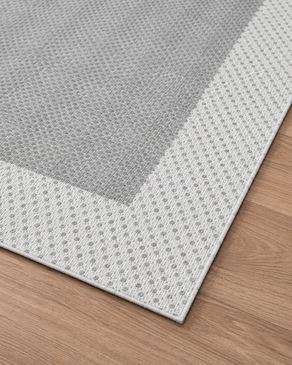 Modern Gri Zeminli Beyaz Çerçeve Desenli Sisal Halı