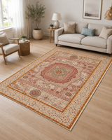 Otantik Vintage Desenli Kiremit Tonlu Sisal Dokuma Halı