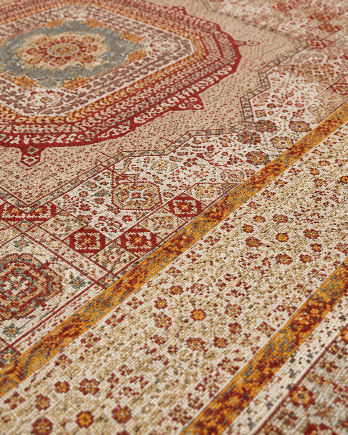 Otantik Vintage Desenli Kiremit Tonlu Sisal Dokuma Halı