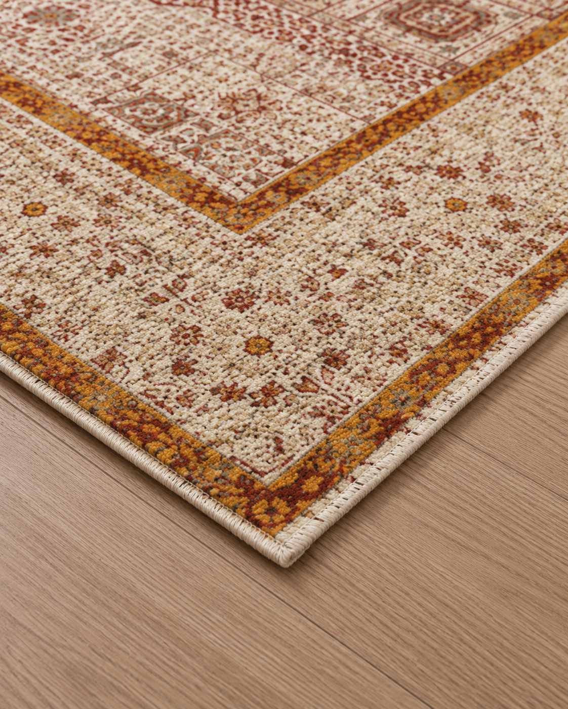 Otantik Vintage Desenli Kiremit Tonlu Sisal Dokuma Halı