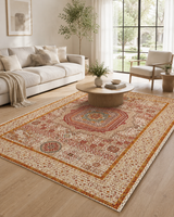 Otantik Vintage Desenli Kiremit Tonlu Sisal Dokuma Halı