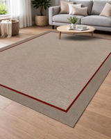 Minimal Kırmızı Bordürlü Bej Sisal Dokuma Halı