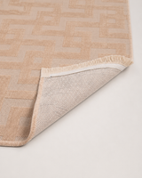 Modern Labirent Geometrik Desenli Pudra Bej Şönil Kilim Halı