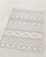 Krem Gri Etnik Desenli Bohem Şönil Kilim Halı