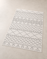 Krem Gri Etnik Desenli Bohem Şönil Kilim Halı