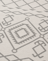 Krem Gri Etnik Desenli Bohem Şönil Kilim Halı