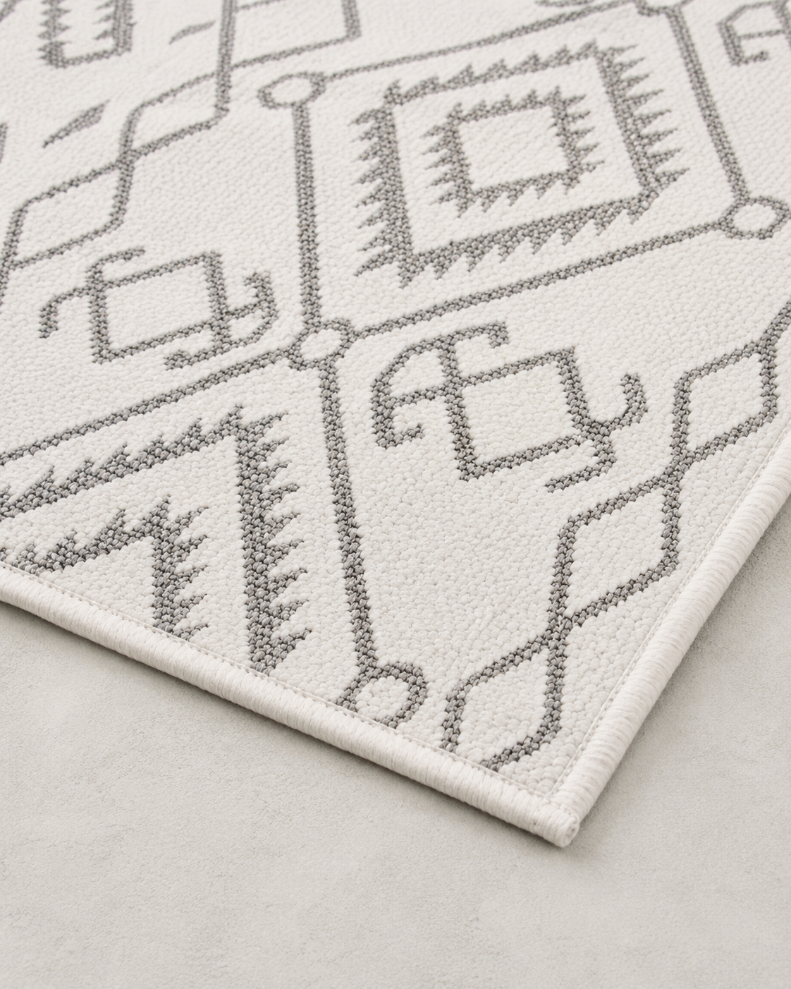 Krem Gri Etnik Desenli Bohem Şönil Kilim Halı