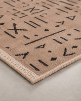 Taba Siyah Etnik Desenli Bohem Şönil Kilim Halı