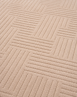 Pudra Bej Dokulu Geometrik Çizgi Desenli Şönil Kilim Halı