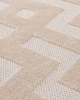 Krem Bej Geometrik Labirent Desenli Modern Şönil Kilim Halı