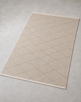 Doğal Bej Baklava Desenli Modern Şönil Kilim Halı
