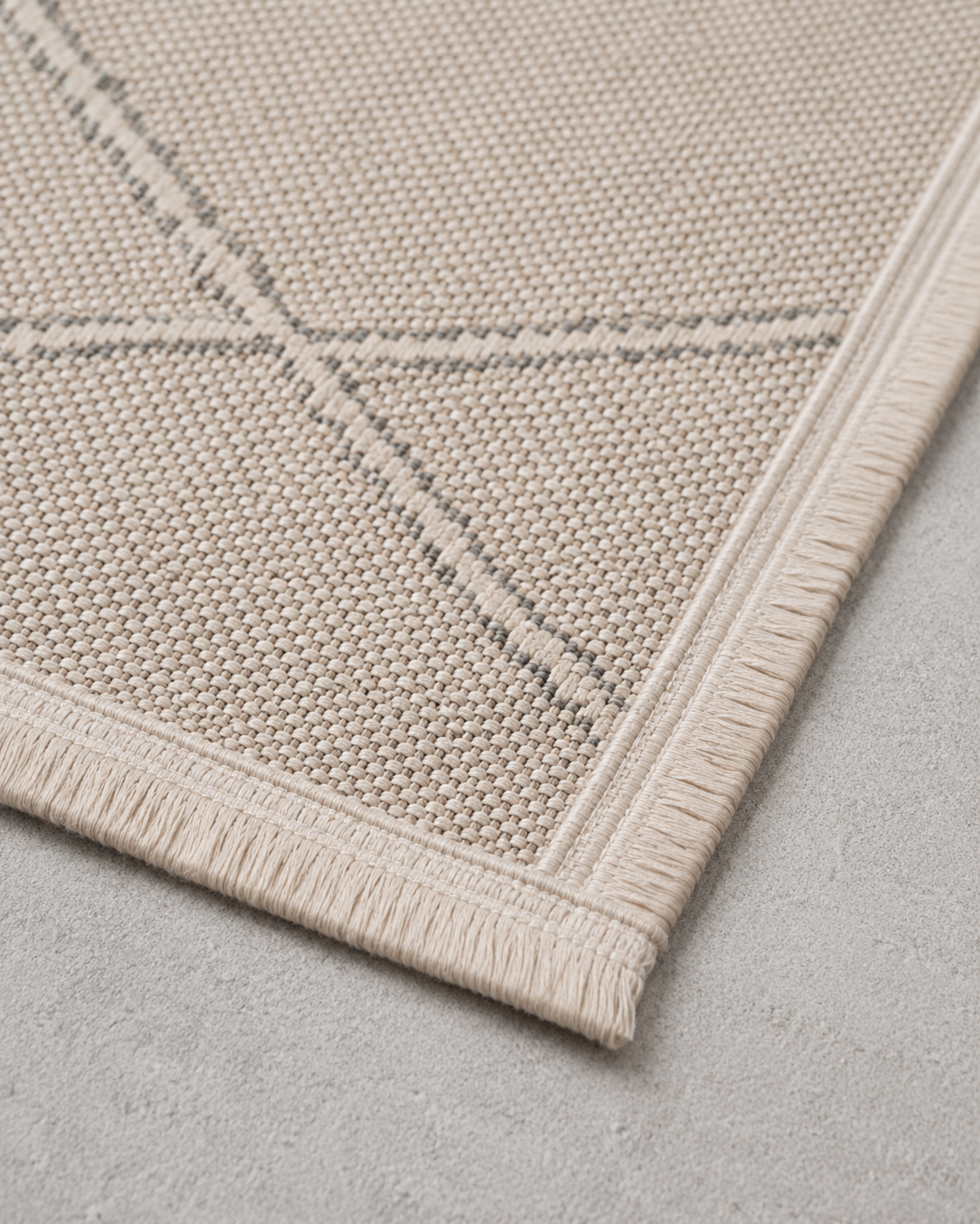 Doğal Bej Baklava Desenli Modern Şönil Kilim Halı