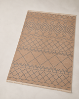 Taba Gri Geometrik Etnik Desenli Modern Bohem Şönil Kilim Halı