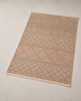 Taba Gri Geometrik Etnik Desenli Modern Bohem Şönil Kilim Halı