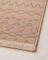 Taba Gri Geometrik Etnik Desenli Modern Bohem Şönil Kilim Halı