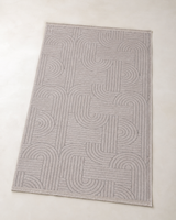 Açık Gri Soyut Kavis Desenli Modern Şönil Kilim Halı
