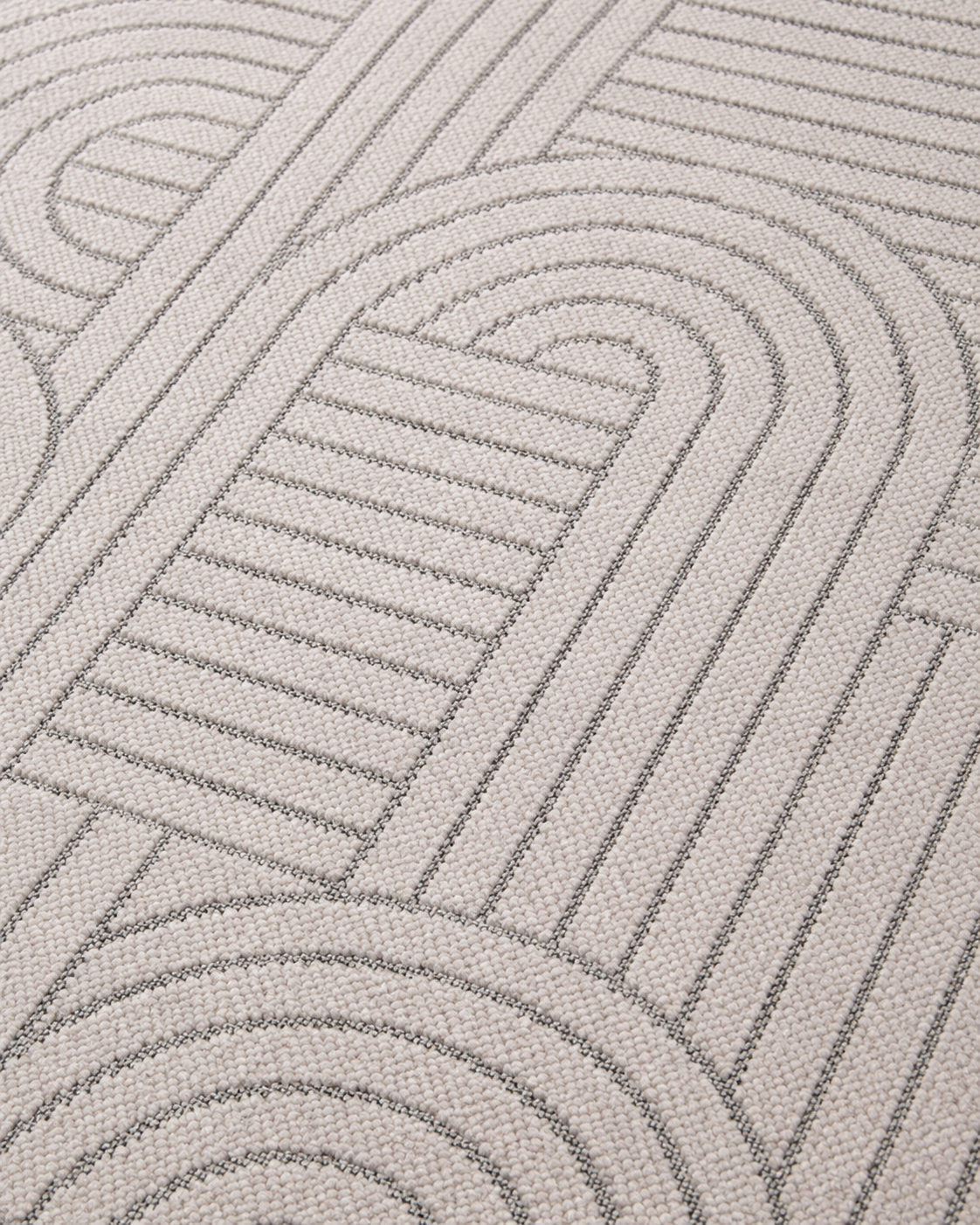 Açık Gri Soyut Kavis Desenli Modern Şönil Kilim Halı