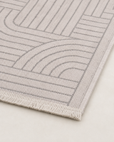 Açık Gri Soyut Kavis Desenli Modern Şönil Kilim Halı