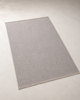 Açık Gri Soyut Kavis Desenli Modern Şönil Kilim Halı