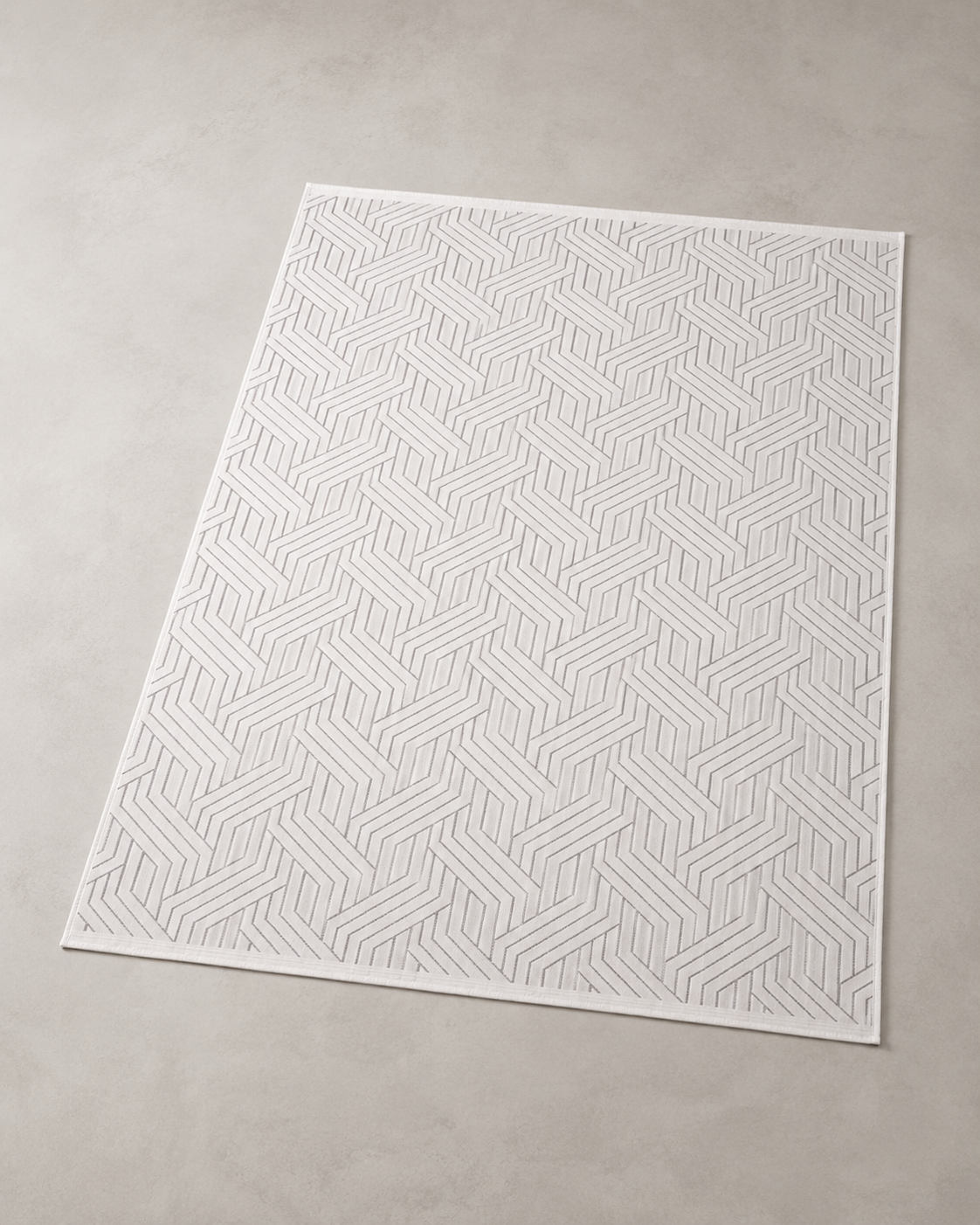 Modern Geometrik Çizgi Desenli Krem Şönil Kilim Halı
