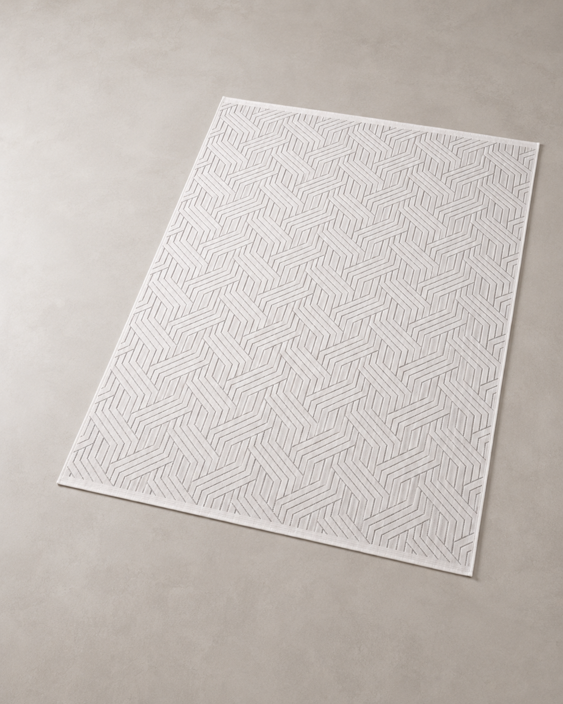 Modern Geometrik Çizgi Desenli Krem Şönil Kilim Halı