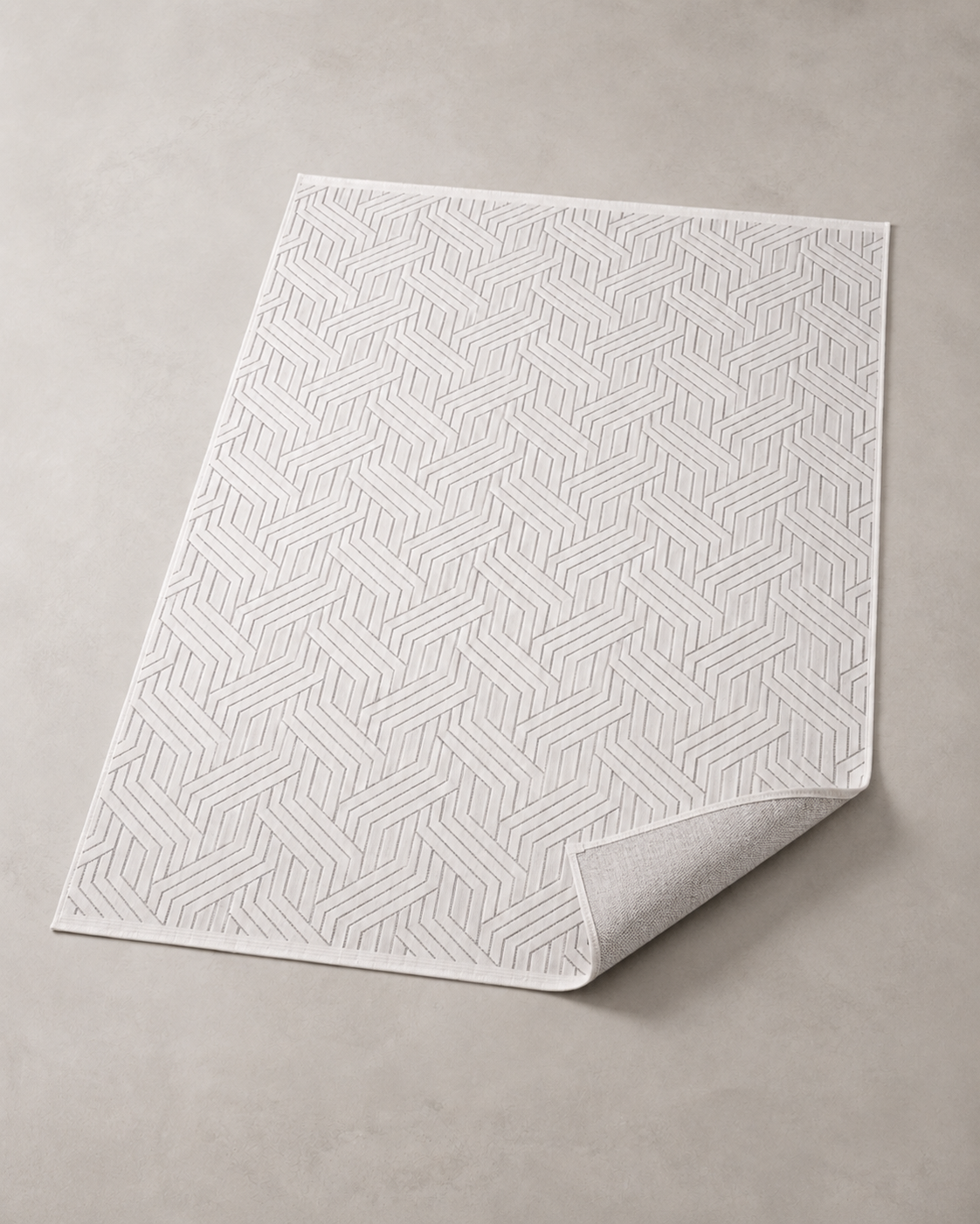 Modern Geometrik Çizgi Desenli Krem Şönil Kilim Halı