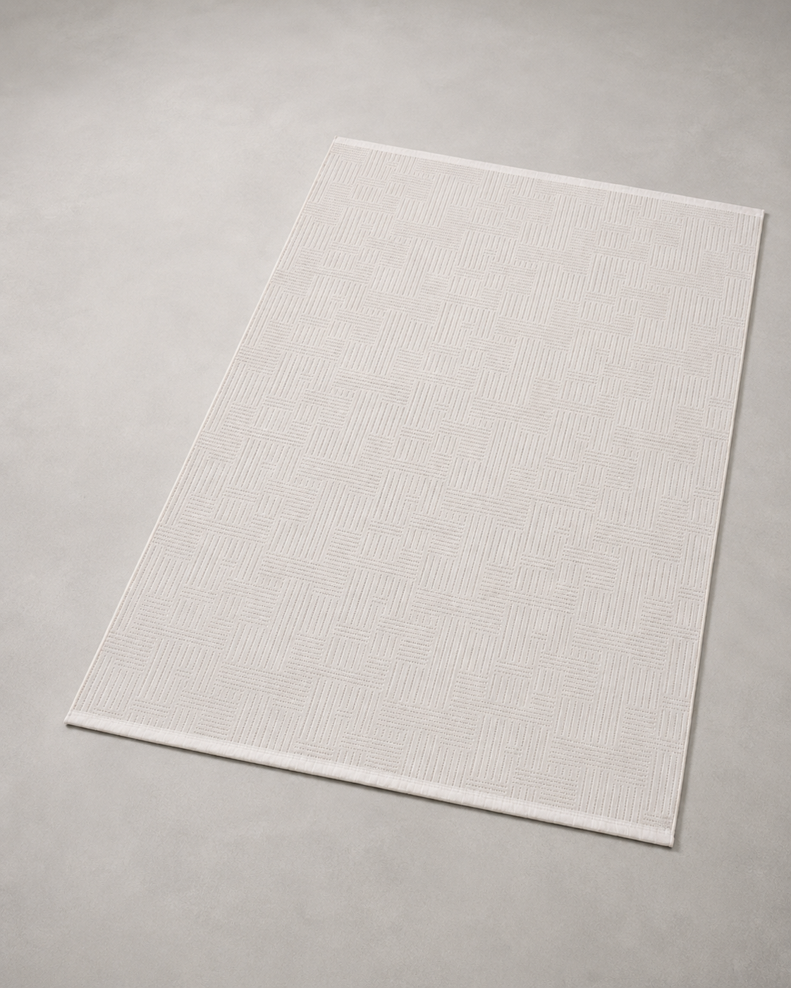 Krem Beyaz Dokulu Geometrik Desenli Modern Şönil Kilim Halı