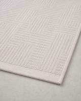 Krem Beyaz Dokulu Geometrik Desenli Modern Şönil Kilim Halı