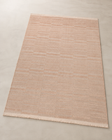 Modern Dokulu Bej Çizgi Desenli Şönil Kilim Halı