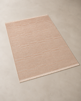 Modern Dokulu Bej Çizgi Desenli Şönil Kilim Halı