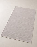 Modern Dokulu Gri Bej Çizgi Desenli Şönil Kilim Halı