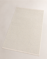 Modern Kavis Çizgi Desenli Krem Şönil Kilim Halı