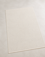 Modern Kavis Çizgi Desenli Krem Şönil Kilim Halı