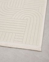 Modern Kavis Çizgi Desenli Krem Şönil Kilim Halı