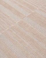 Modern Dokulu Bej Krem Çizgi Desenli Şönil Kilim Halı
